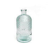Blue textured glass bottle