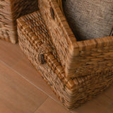 Brown water hyacinth trunk basket with hinged lid