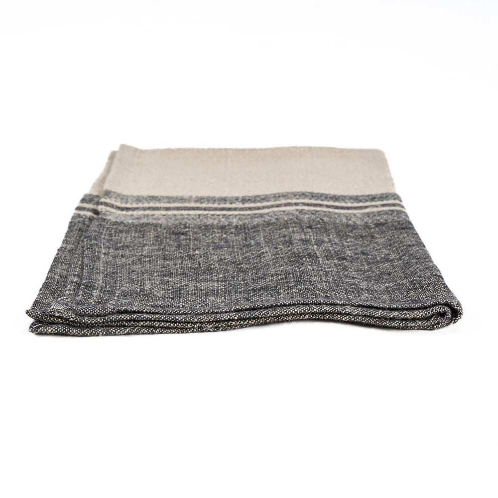 Natural black linen kitchen towel