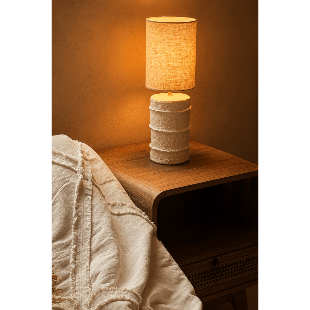 White papier-mâché table lamp