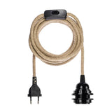 Natural black jute-wrapped ceiling lamp cable fitting