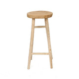 Natural teak wood bar stool with flared legs
