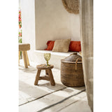 Natural reclaimed teak wood stool with three legs