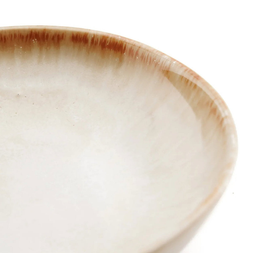 White stoneware small bowl plate with gold accent