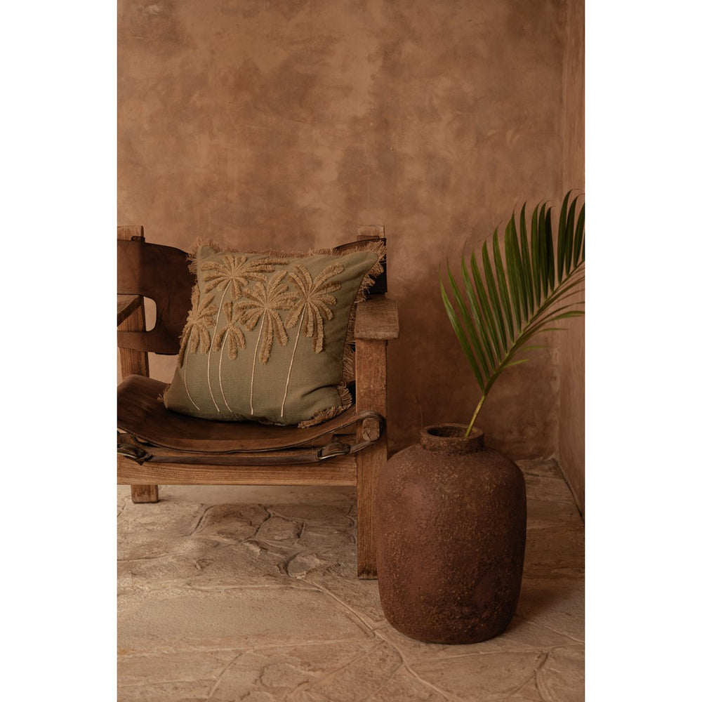 Forest green cotton cushion cover