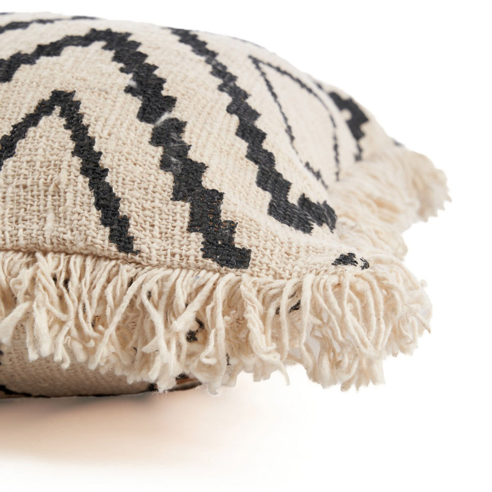 Black geometric cotton cushion cover