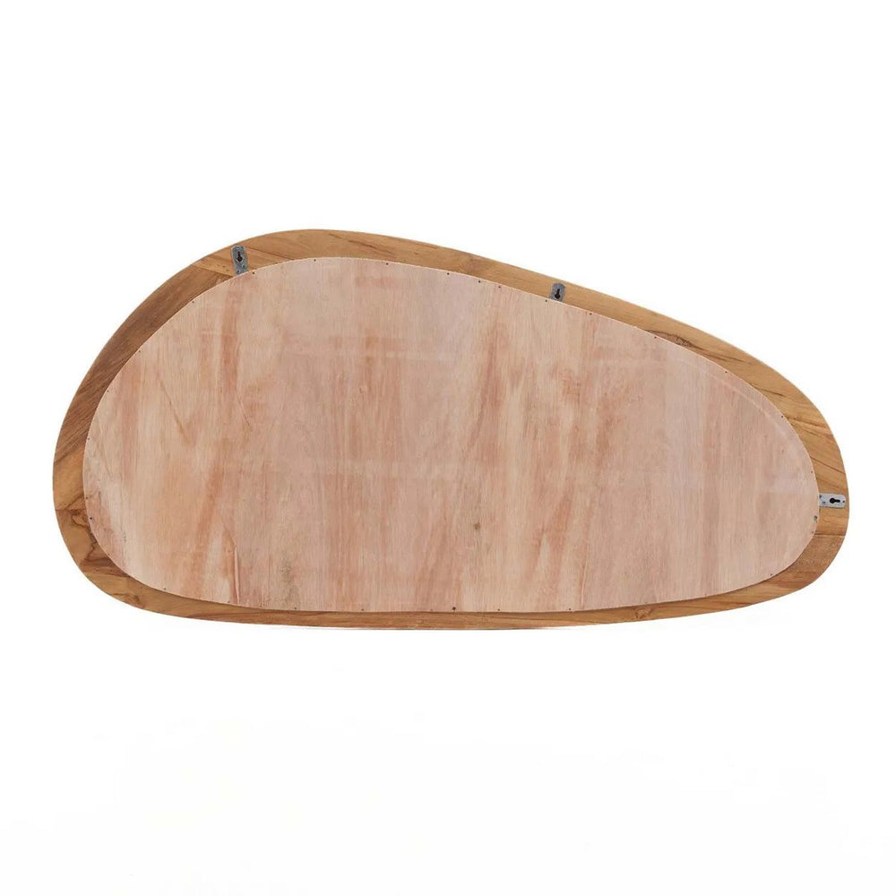 Beige organic teak wood wall mirror