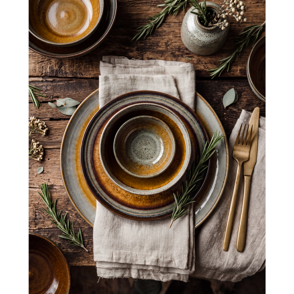 Terracotta stoneware salad plate