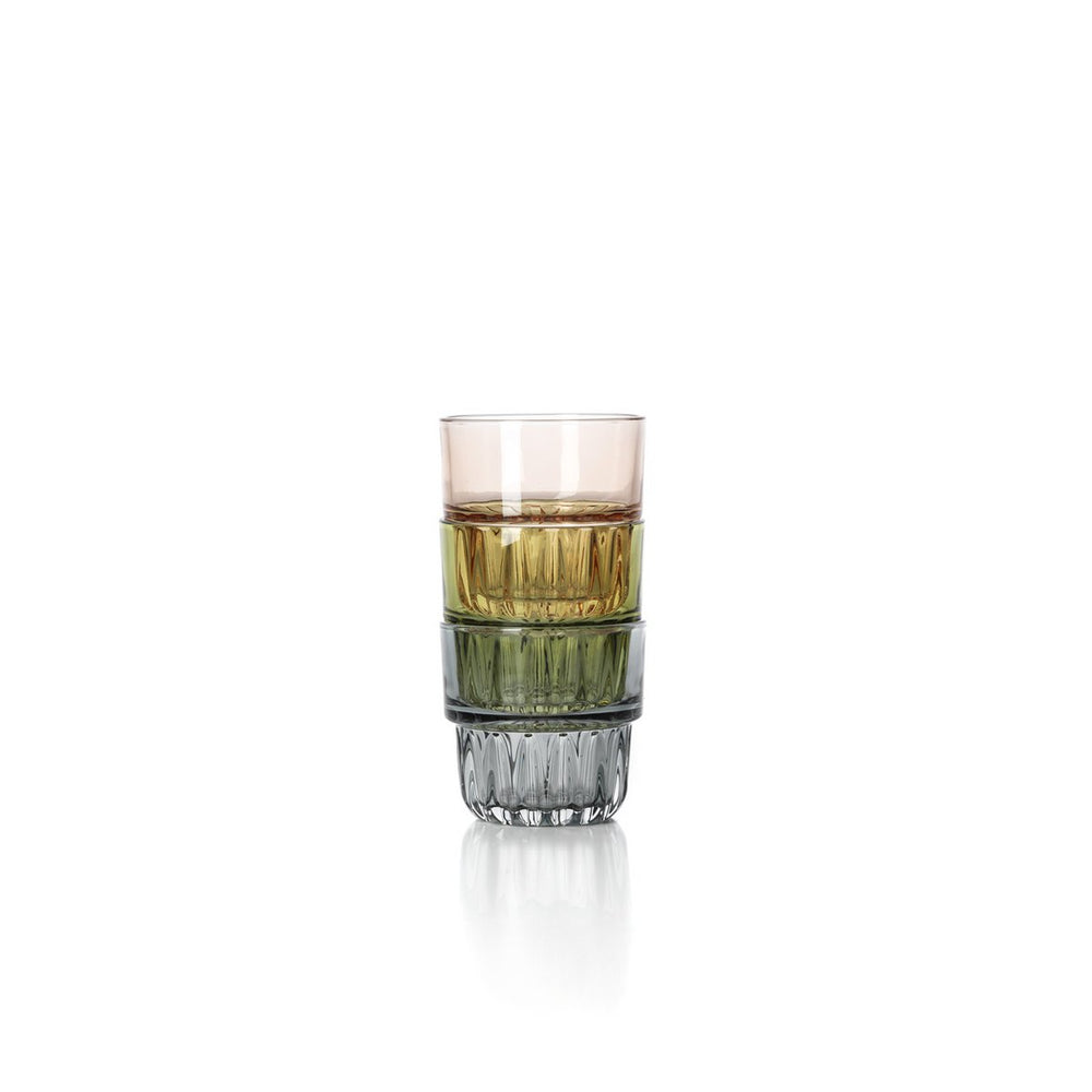 Smoky grey faceted glass tumbler