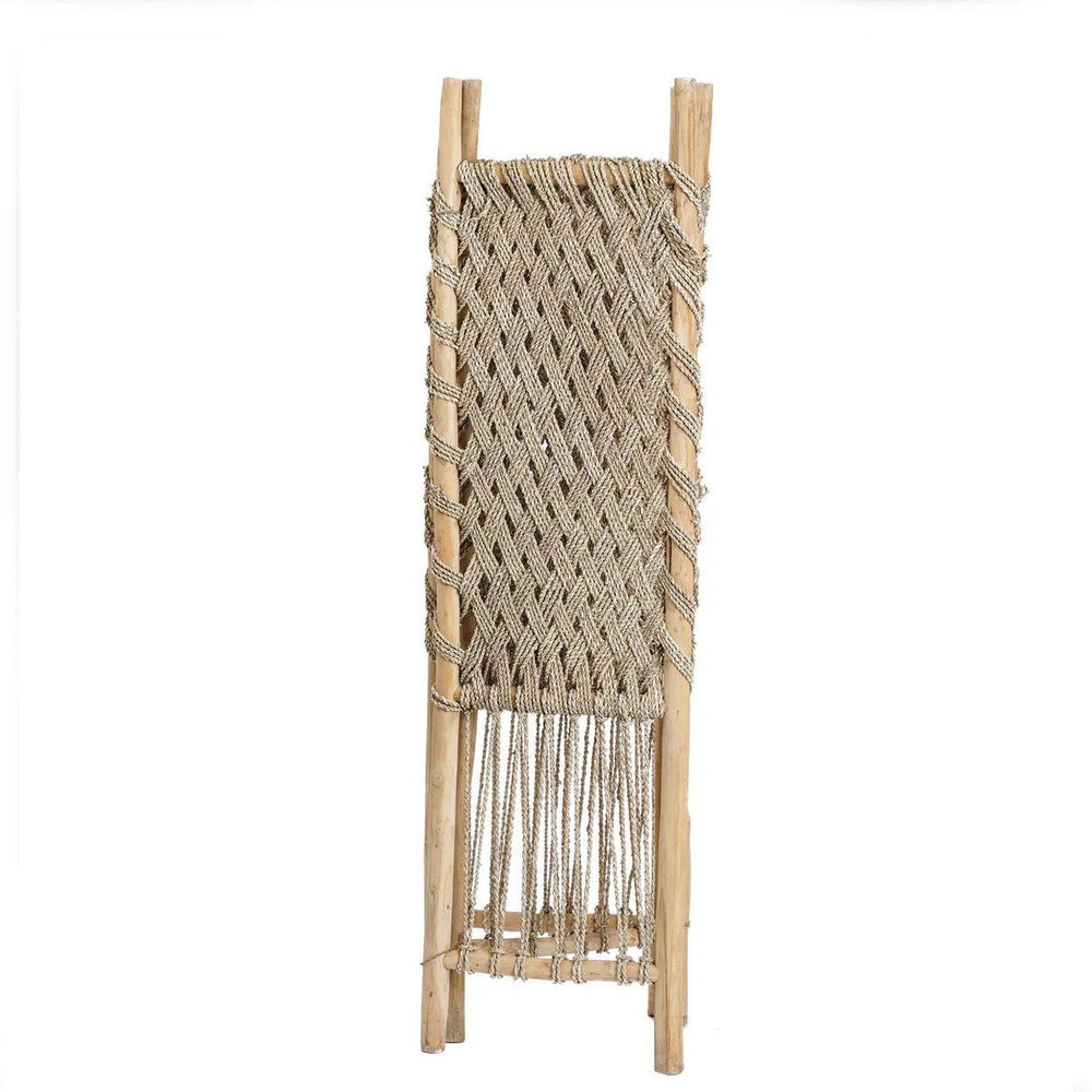 Natural seagrass and teak room divider