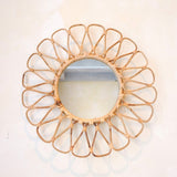 Small Rattan Wall Mirror 38 cm – Handmade Boho Mirror Danau