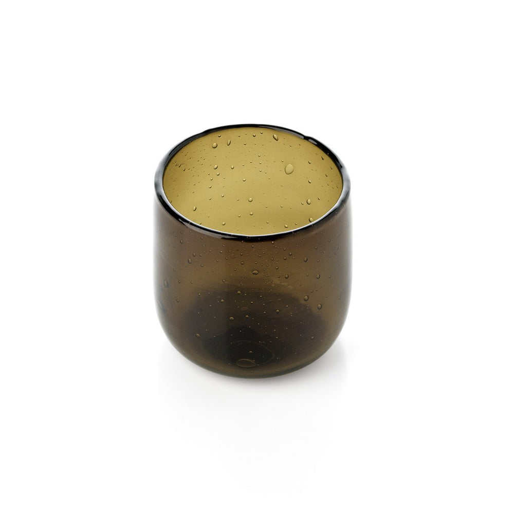Smoky brown glass candle holder