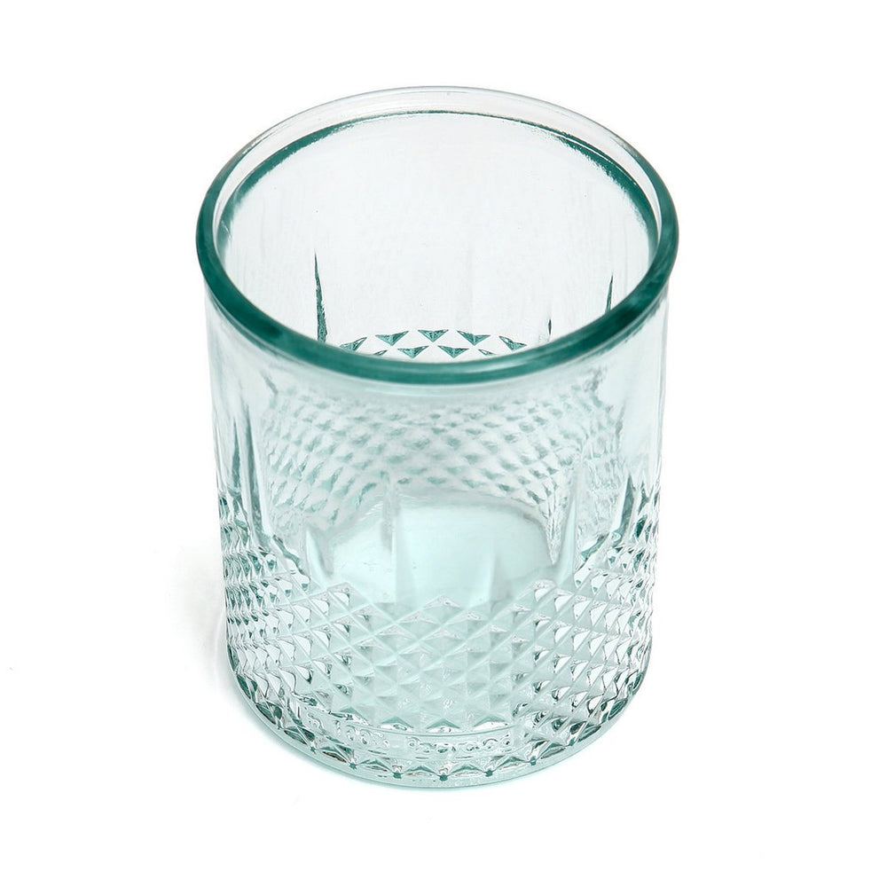 Blue recycled glass faceted tumbler