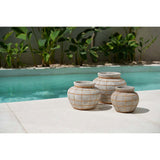 Terracotta belly vase with rattan detail