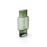 Green glass vase on a white background