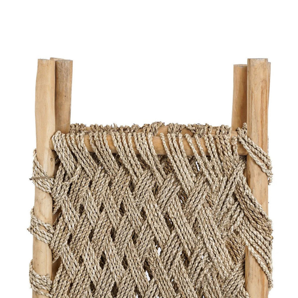 Natural seagrass and teak room divider