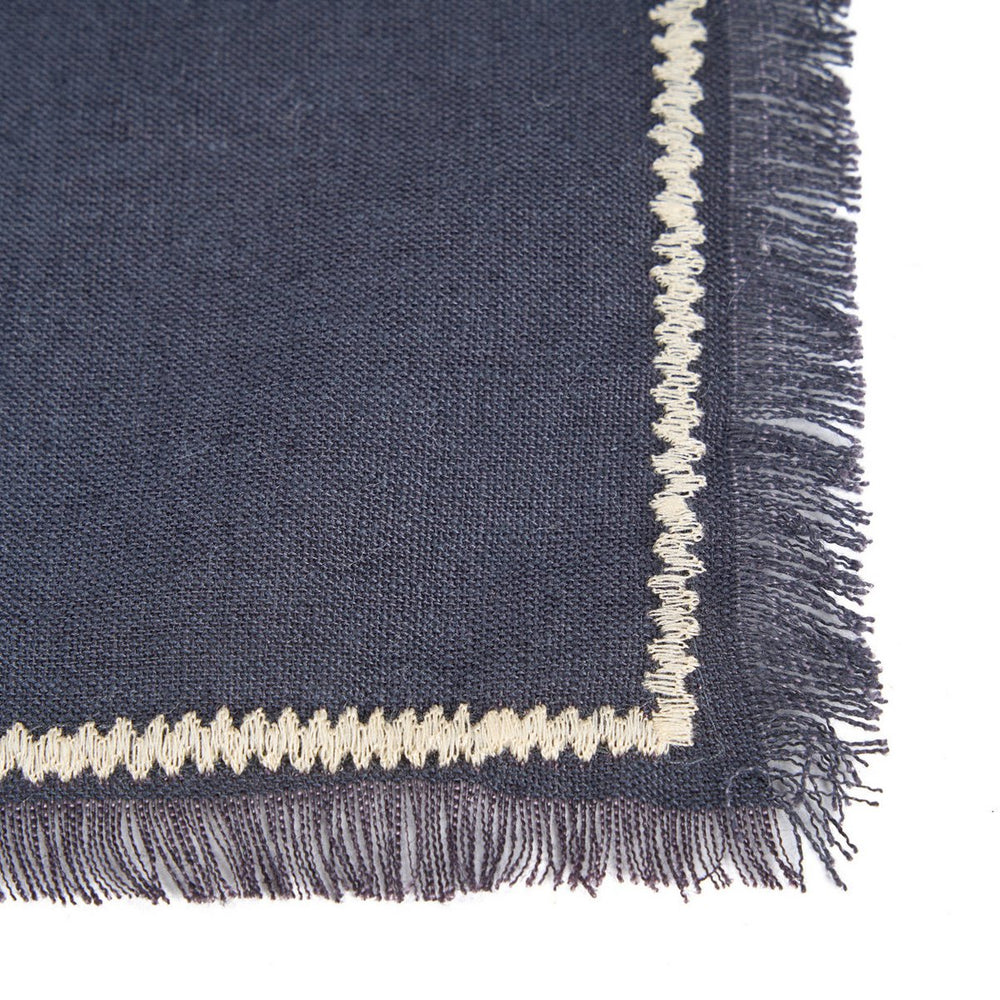 Black natural linen napkin