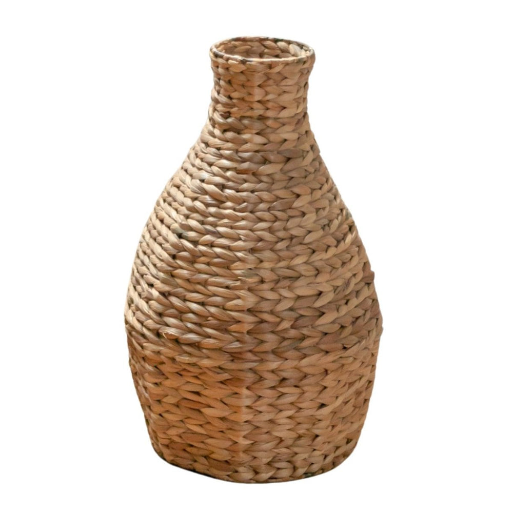 Beige woven water hyacinth vase