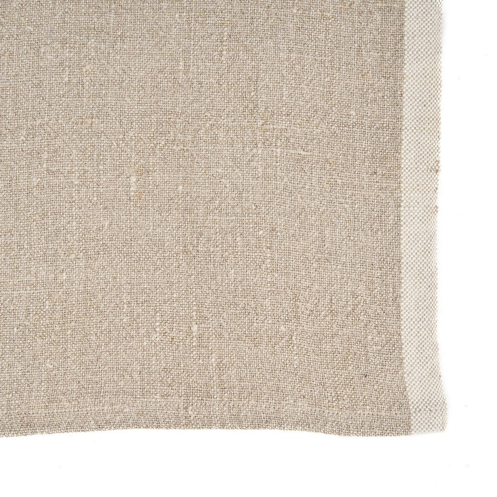Natural white linen kitchen towel with fish motif