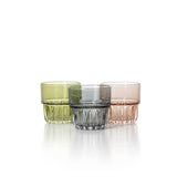 Smoky grey faceted glass tumbler
