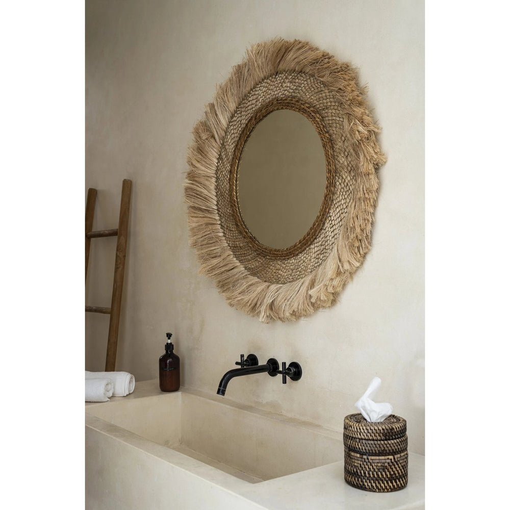 Natural brown handwoven rattan tissue box