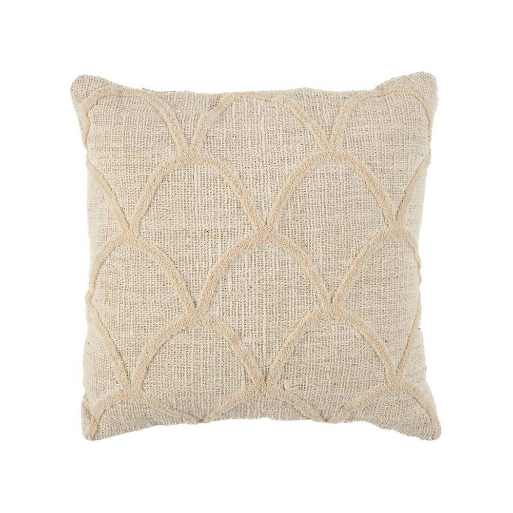 Natural cotton cushion cover with hand-tufted arch pattern