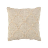 Natural cotton cushion cover with hand-tufted arch pattern