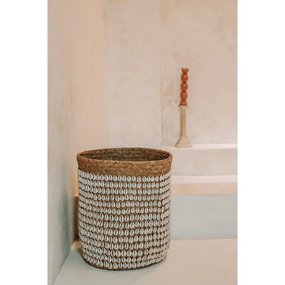 Pandan basket with shell embellishments