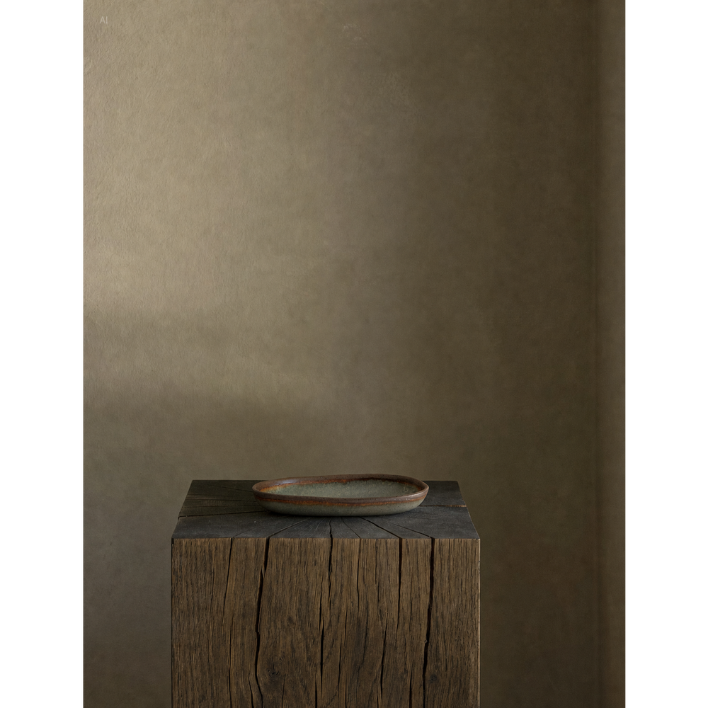 Grey stoneware serving platter