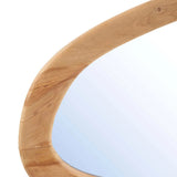 Beige organic teak wood wall mirror