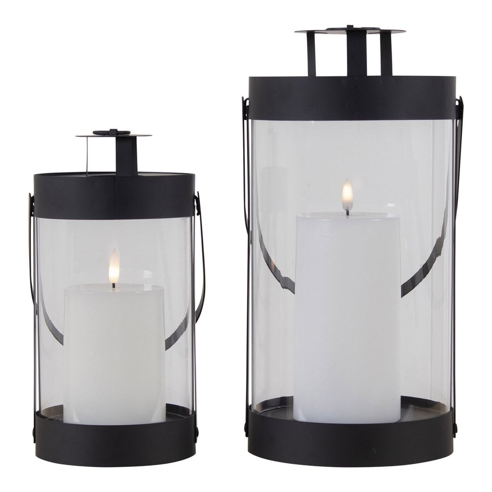 Black steel and glass lantern