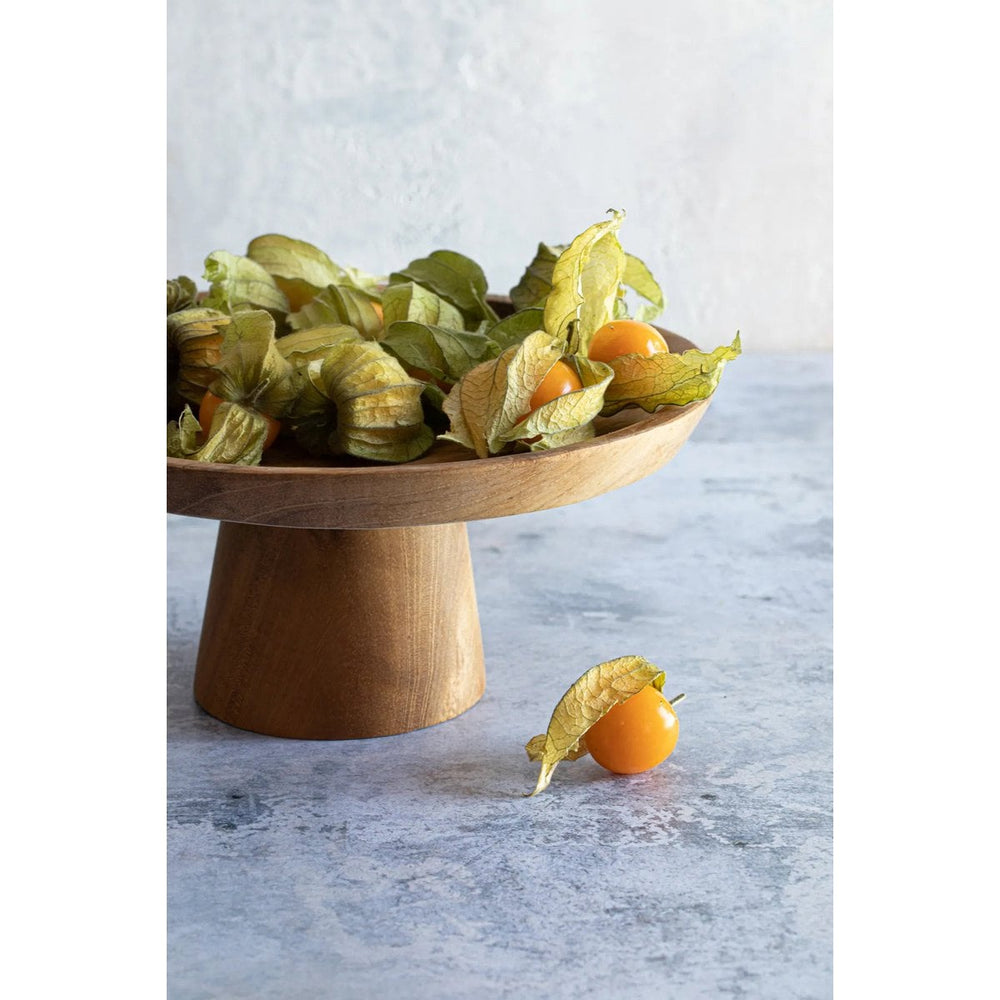 Brown teak wood cake stand