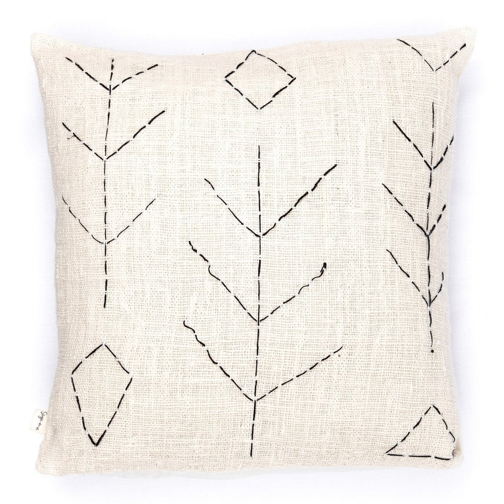 Black embroidered cotton cushion cover