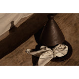 Natural linen napkin with black and white stripes