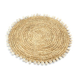 Natural raffia placemat with cowrie shells