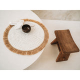 White natural raffia and water hyacinth round placemat