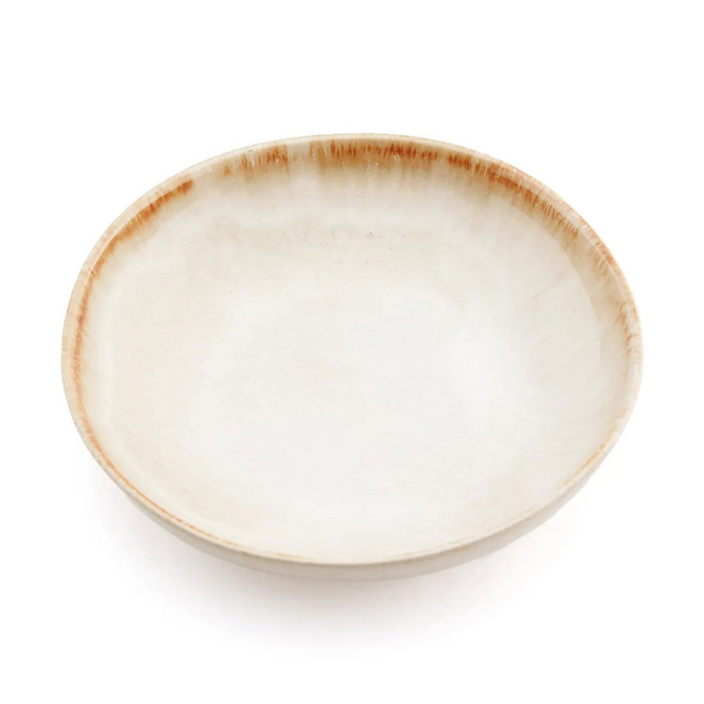 White stoneware small bowl plate with gold accent