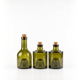 Olive green recycled glass stackable oil bottle set