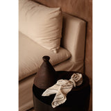 Natural linen napkin with black and white stripes