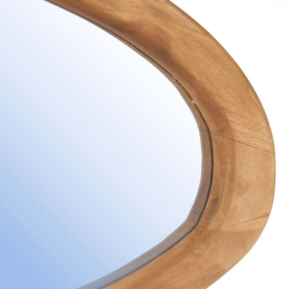 Natural teak wood organic mirror