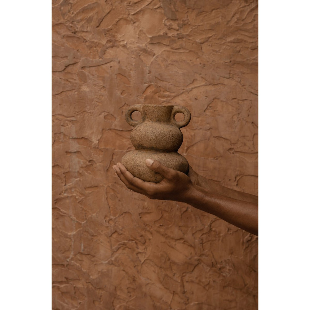 Beige terracotta vase with sand finish