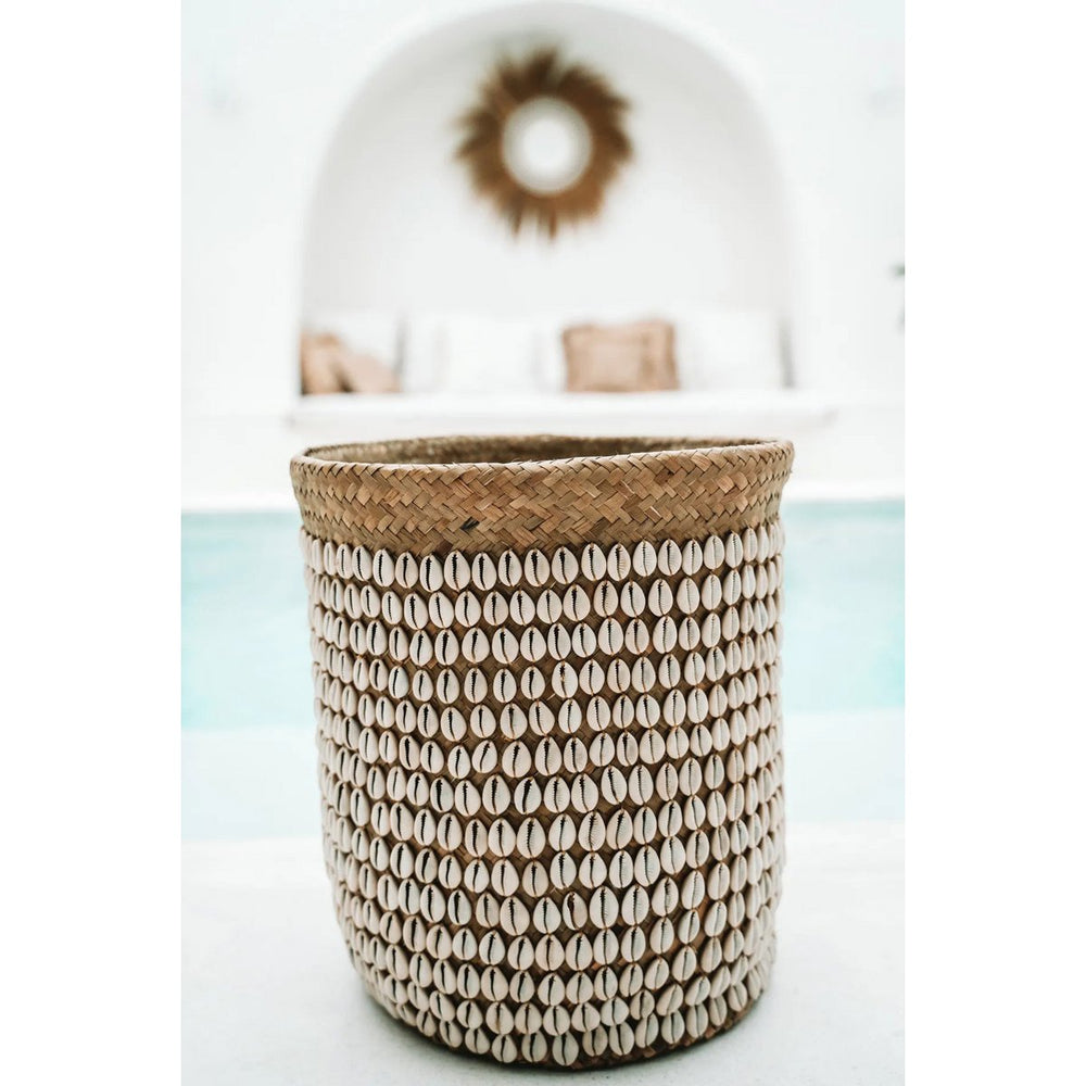 Pandan basket with shell embellishments