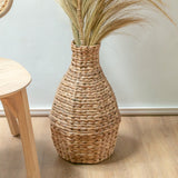 Beige woven water hyacinth vase