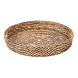 Natural brown handwoven rattan tray