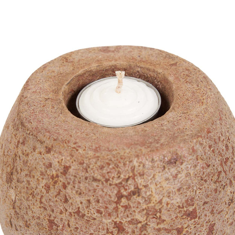Brown terracotta candle holder