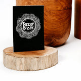 Natural teak root card holder