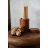 Brown teak wood jar with lid