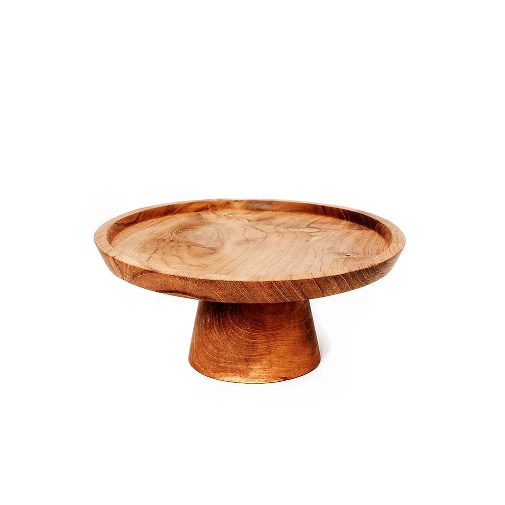 Brown teak wood cake dish