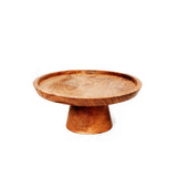 Brown teak wood cake dish