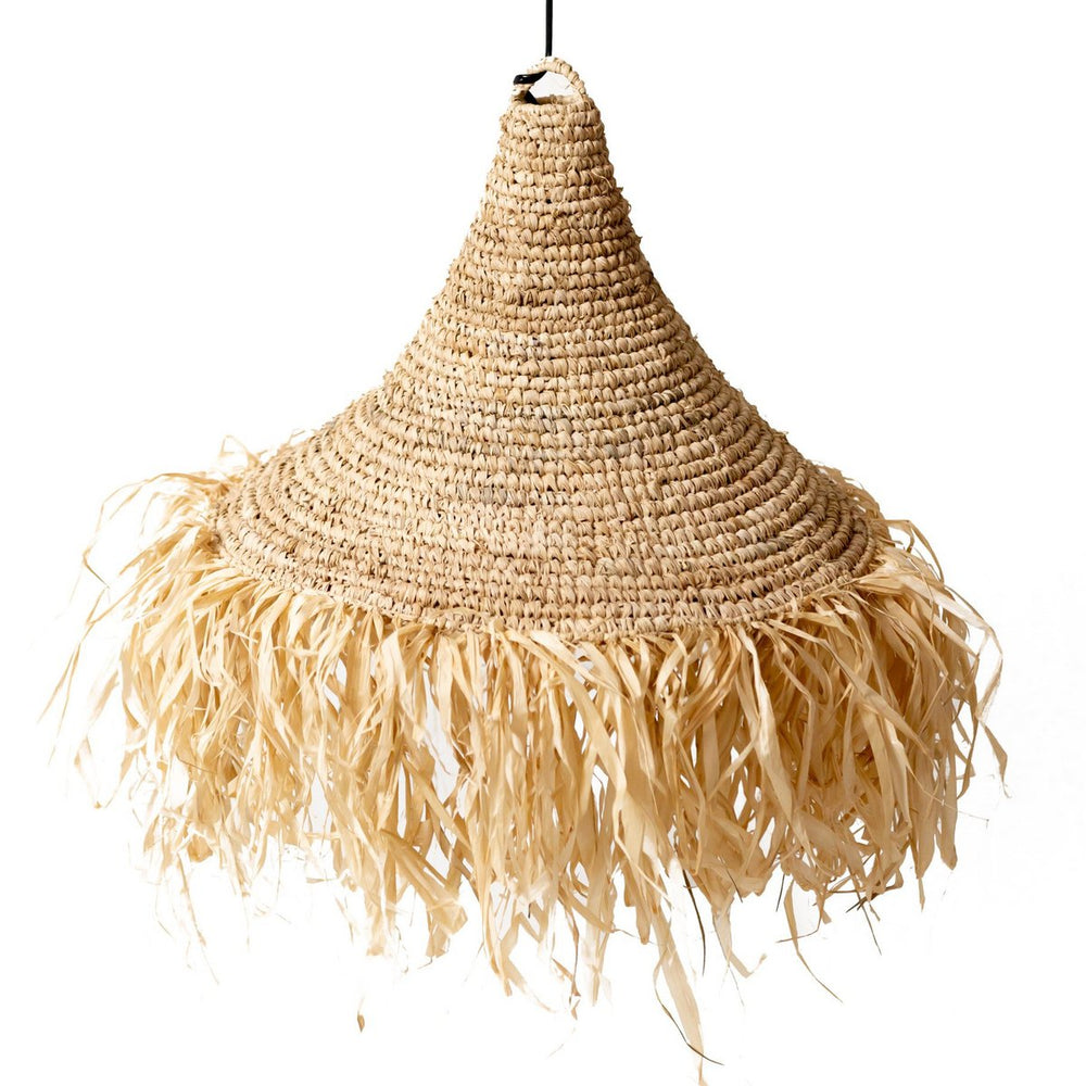 Beige raffia lampshade with fringes